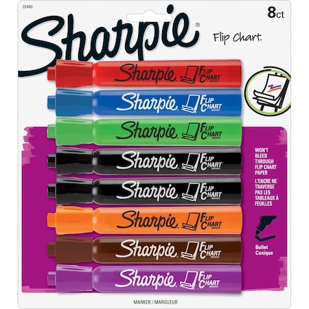 Sharpie Flip Chart Marker, Bullet Point, 8/PK, Assorted 8PK SAN22480PP